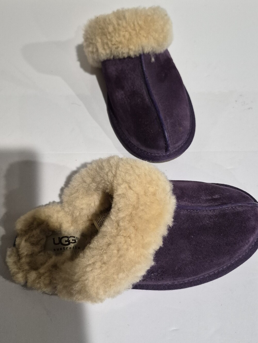 UGG Women's Purple Suede Shearling Clog Slippers Size 6